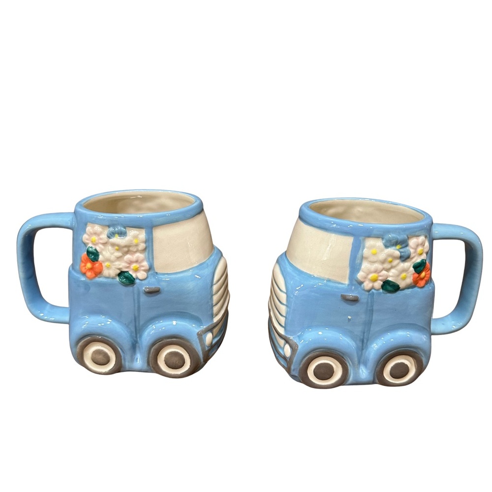 Blake & Belle Blue Floral Truck Coffee Mug Set of Two